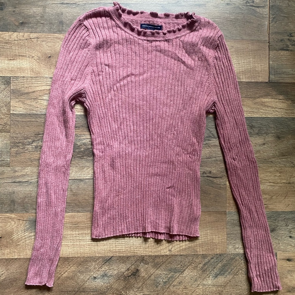 AEO Pink Ribbed Sweater